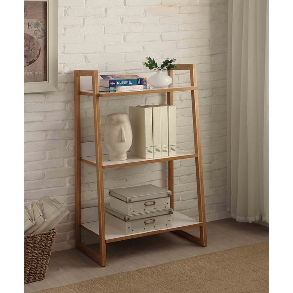 slide 1 of 4, Strick & Bolton Luella White Wood 3-tier Shelf White - Glossy