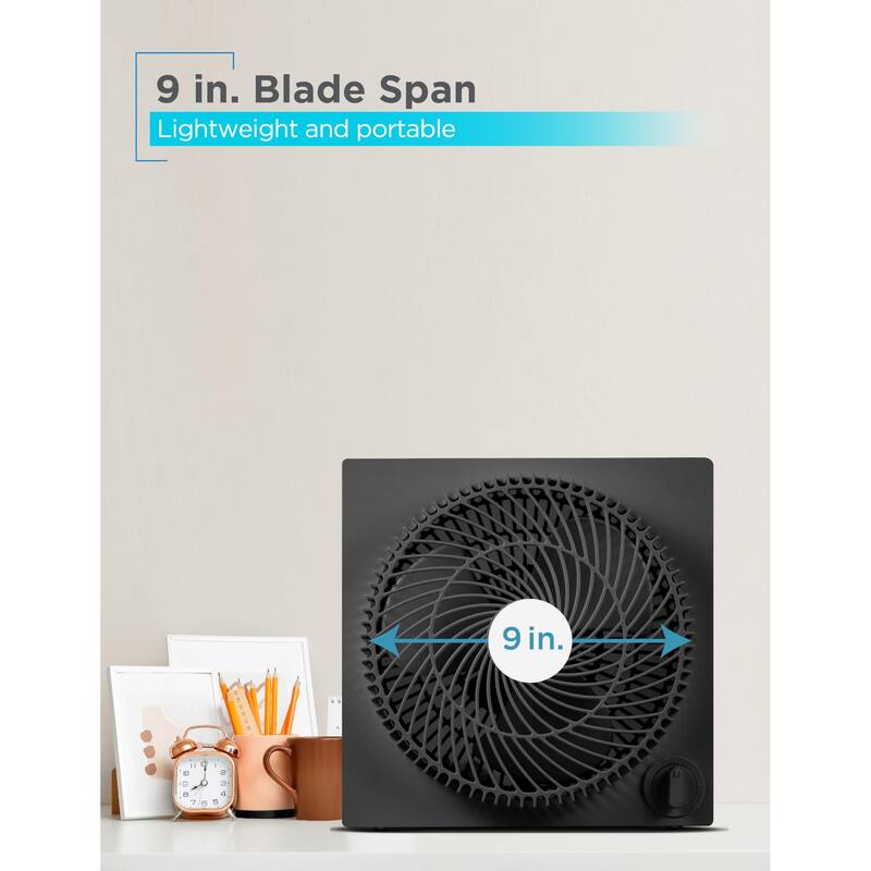 BLACK+DECKER Portable 9 Inch Box Fan, 3 Speed Settings & Self Standing