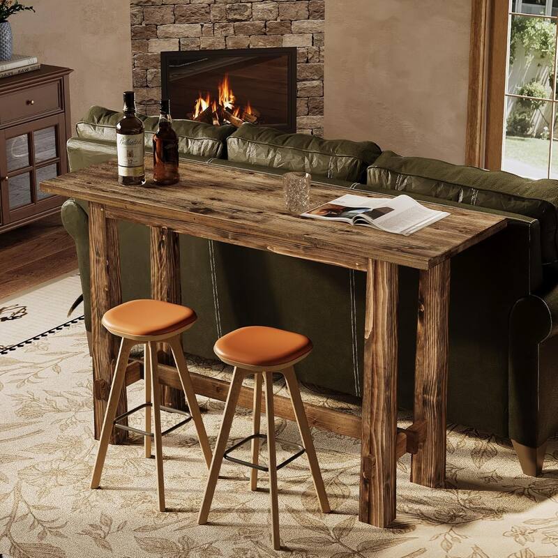 63" Long Solid Wood Bar Table for Kitchen, Home Bar, Café or Restaurant