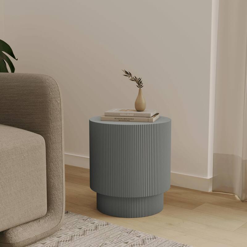 Eden 14-Inch Wide Round Side Table in Fiberstone Accent End Table for Indoor and Outdoor