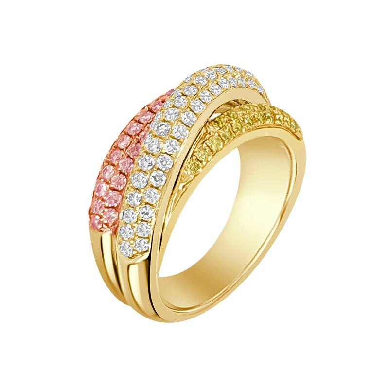 Auriya 14k Gold Lab Grown Diamond Tri-Color Rolling Band 1.07 ct. tw. (F-G, VS)