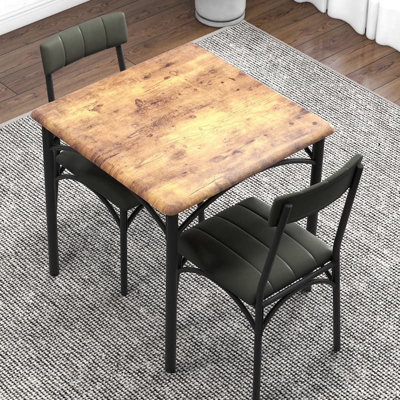 Kitchen Dining Table Set for 2 with Upholstered Chairs