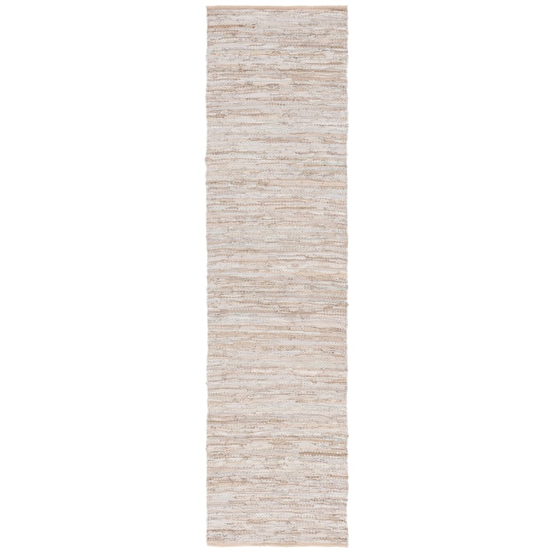 SAFAVIEH Handmade Vintage Boho Leather Cami Modern Stripe Leather - 2' 3" x 9' - Beige - Runner