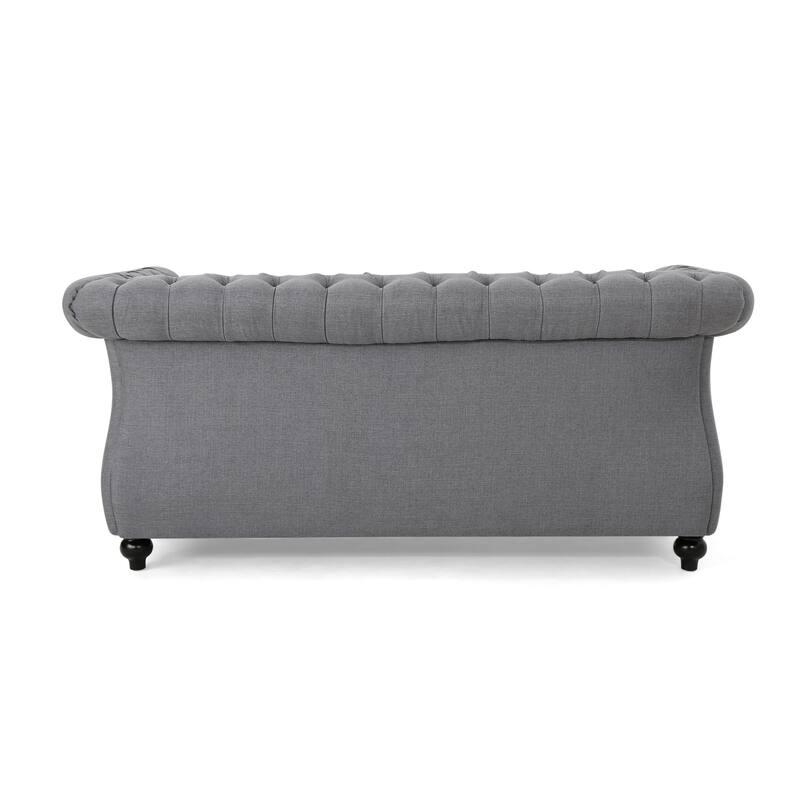 61.75" Velvet Chesterfield Loveseat Sofa with Button-Tufted Upholstery, Nailhead Trim and Rolled Arms