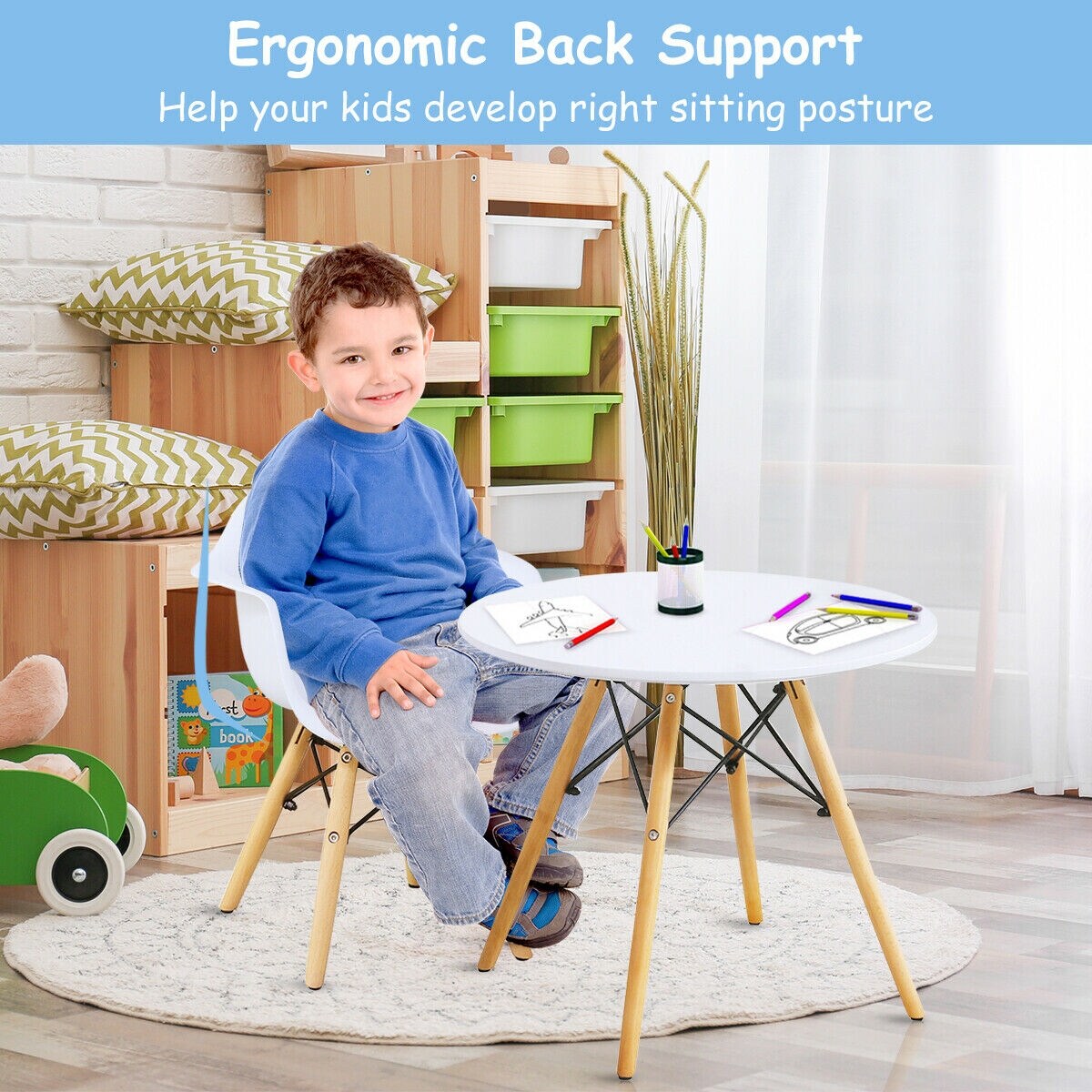 Letendre kids 3 piece 2025 round table and chair set