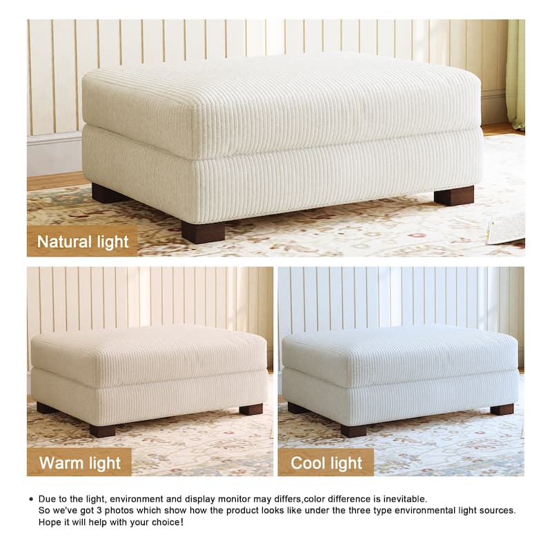 Modern Corduroy Fabric Oversized Accent Ottoman