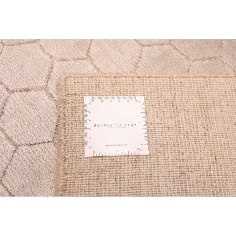 ECARPETGALLERY Hand Loomed Elysian Light Khaki Viscose Rug - 7'11 x 9'10