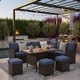 preview thumbnail 14 of 17, 9-Seat Wicker Patio Dining Set with Ottomans Blue