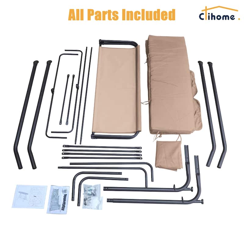 Clihome 3 Person Outdoor Porch Swing with Removable Cushions