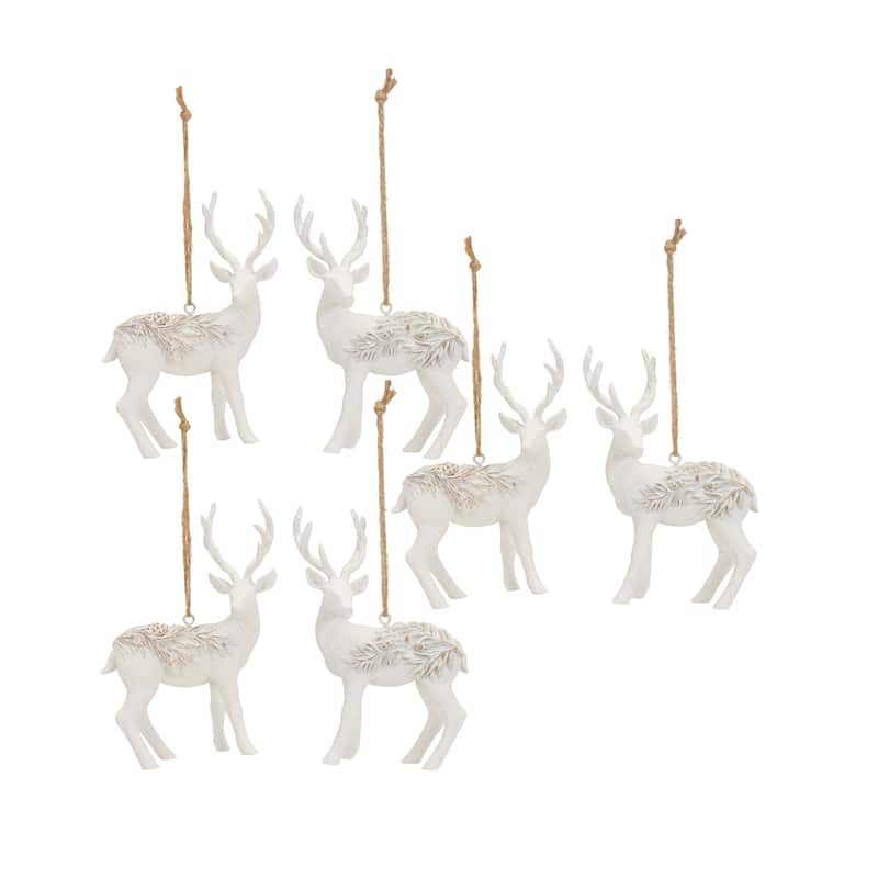Deer Ornament (Set of 6) - White