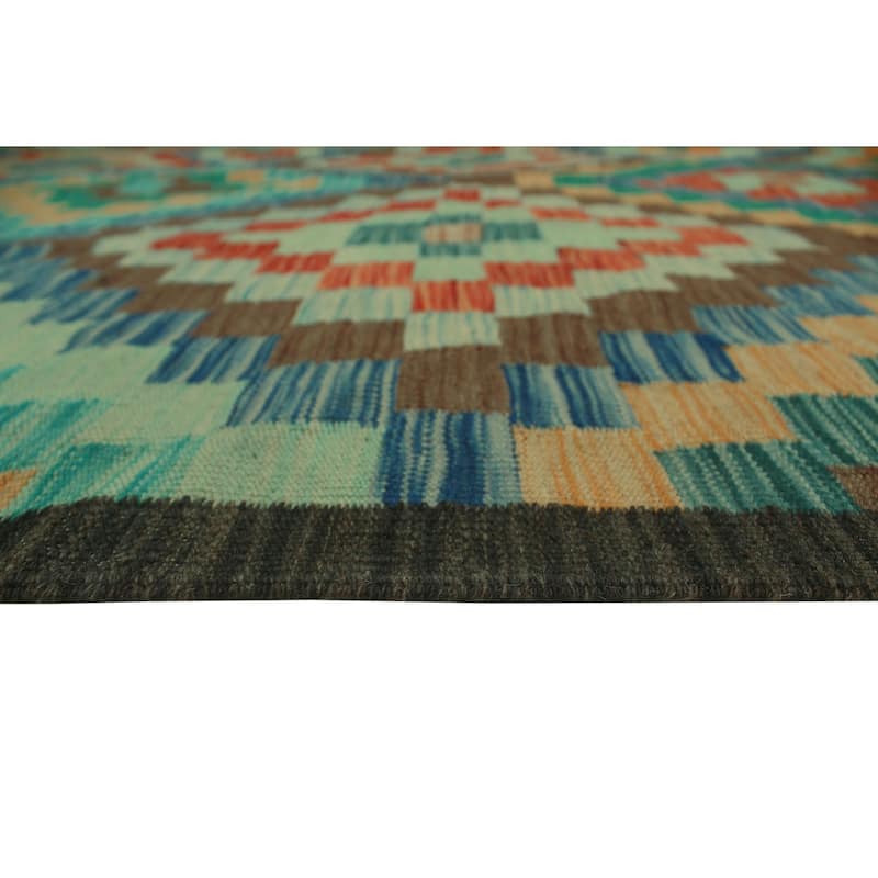 Hand-Woven Sangat Nadir Brown/Blue Rug - 6'3" x 9'10"