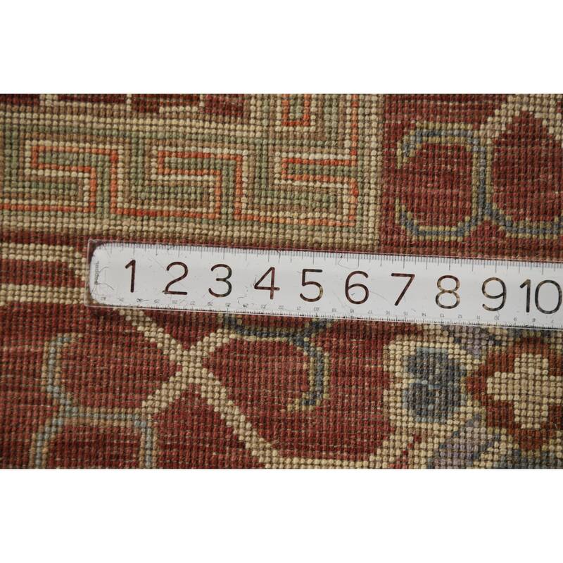 Hand Knotted Oriental 100% Wool Carpet Transitional All-Over Red Oushak Area Rug - 11' 11'' X 9' 4''