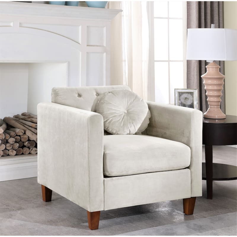 Persaud Velvet Kitts Classic Chesterfield Chair - Beige