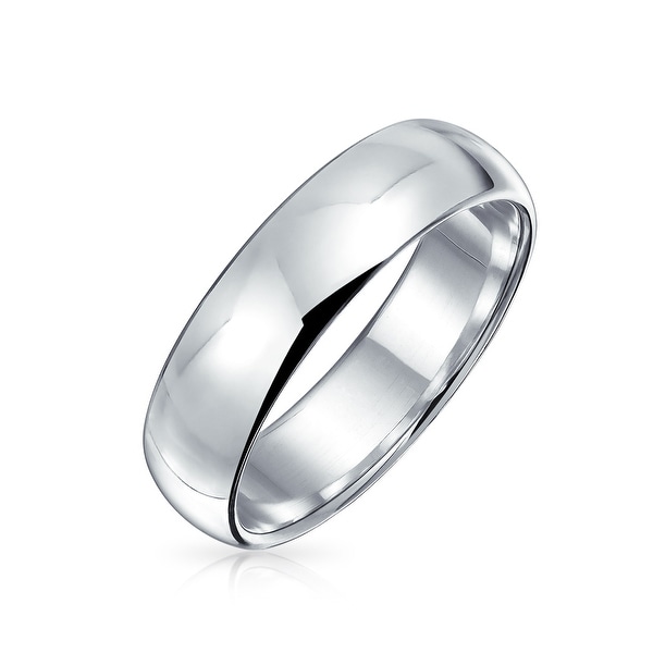 Minimalist Plain Simple 925 Sterling Silver Dome Couples Wedding Band Ring For Women For Men 5MM