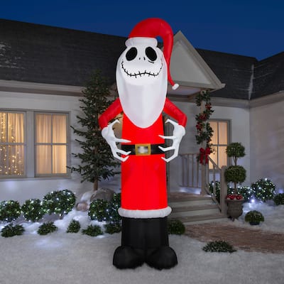 Gemmy Giant Christmas Inflatable Jack Skellington in Santa Outfit, 10 ft Tall