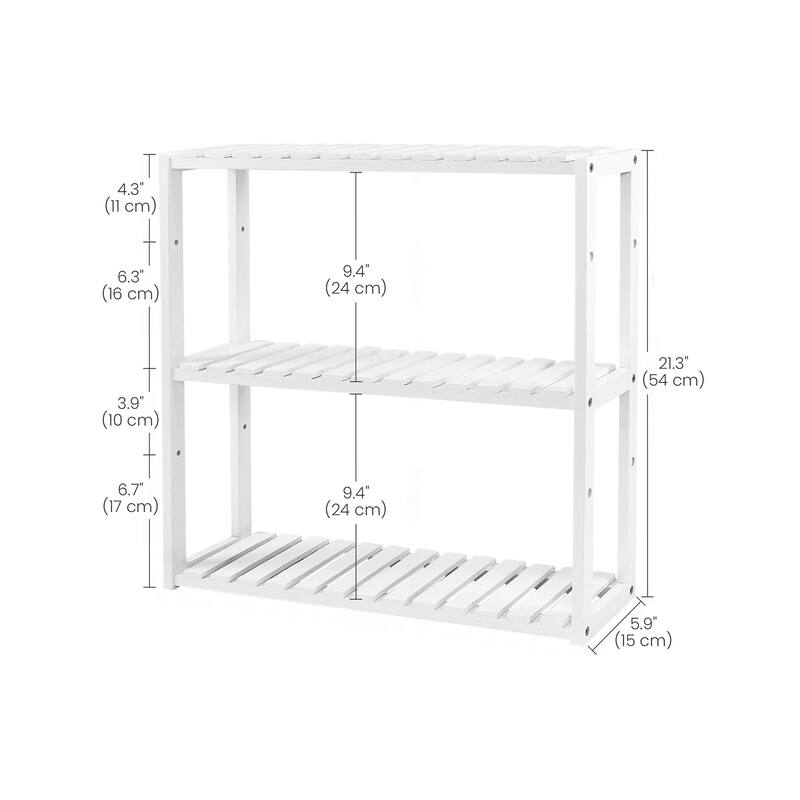 3-Tier Wall-Mountable Wicker Storage Shelf Space-Saving Adjustable Organizer for Bathroom Kitchen or Living Room