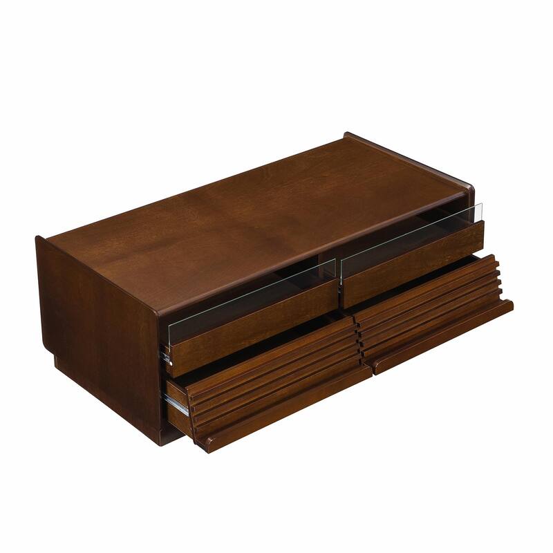 47.2" Modern Rectangle Coffee Table with 4 Drawers and 2 Display Shelves