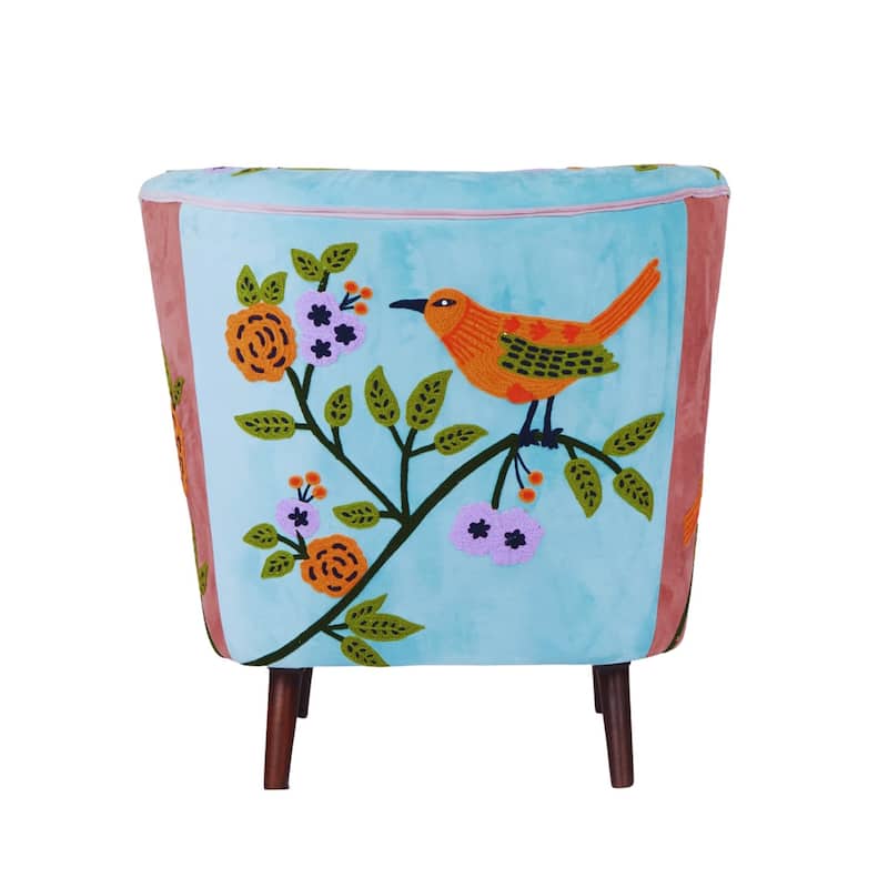 Nico Floral Embroidered Velvet Upholstered Accent Chair by Sevita
