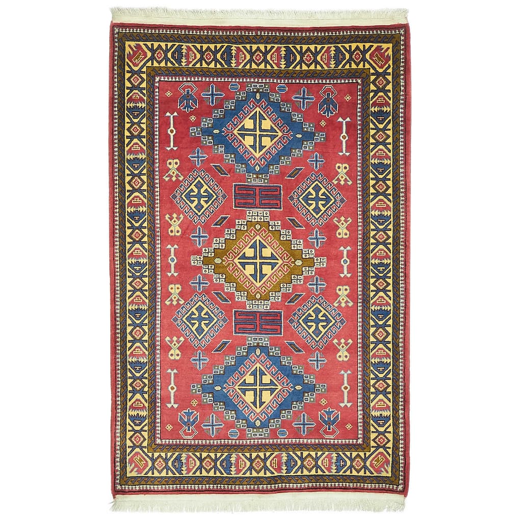 ECARPETGALLERY Hand-knotted Kayseri Vintage Red Wool Rug - 3'6 x 5'4