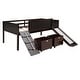 preview thumbnail 7 of 7, Espresso Pine Loft Bed with Climbing Frame, Rope, and Chalkboard - Twin Size with Slide