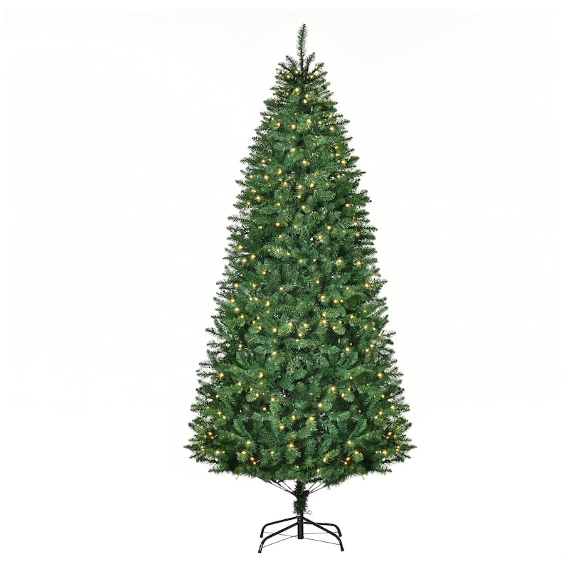 HOMCOM 7.5 ft. Prelit Christmas Tree with Lights, LED Christmas Tree with Stand - 41.75" x 41.75" x 88.5"