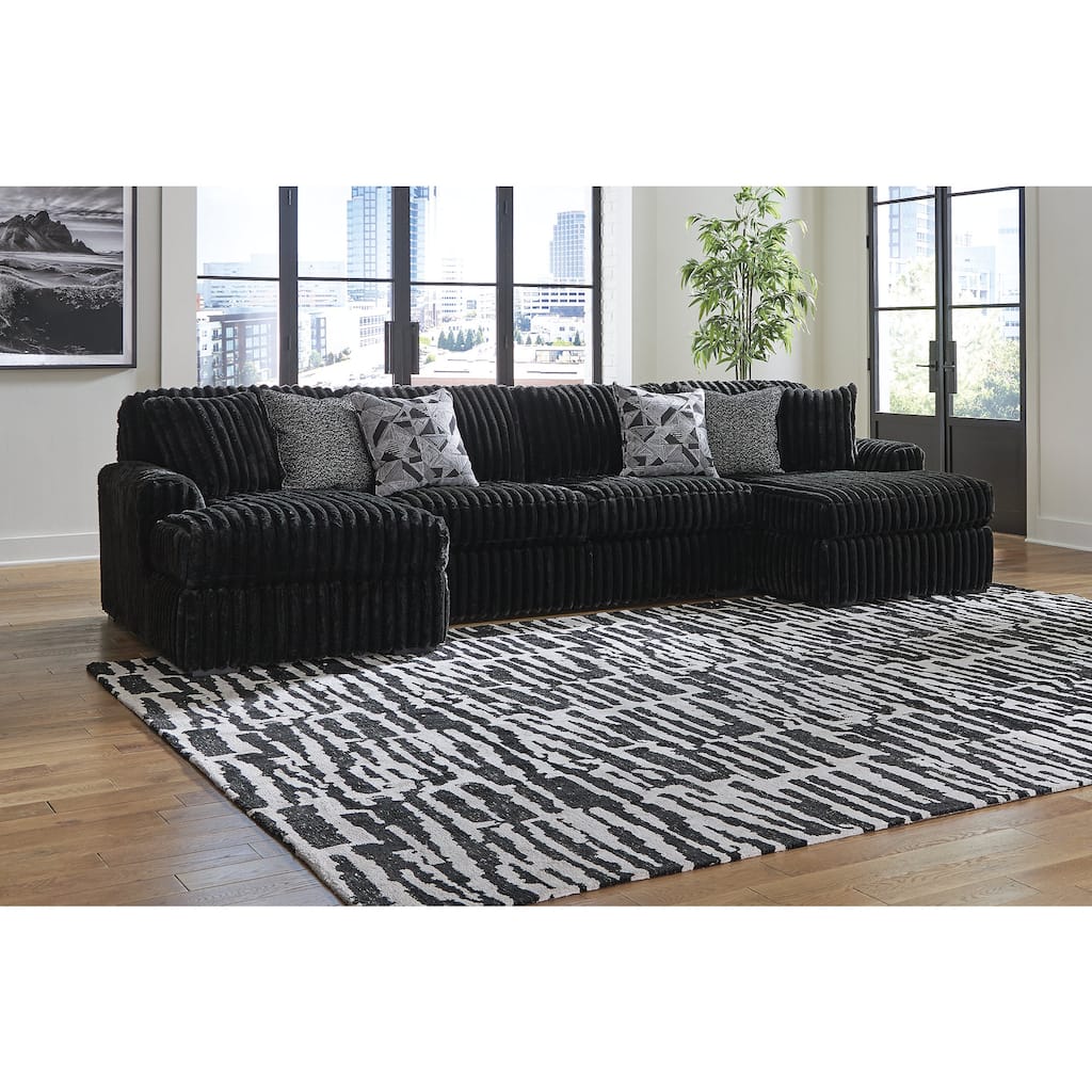 Signature Design by Ashley Midnight-madness 3-Piece Sectional with Chaise - 150" W x 65" D x 40" H