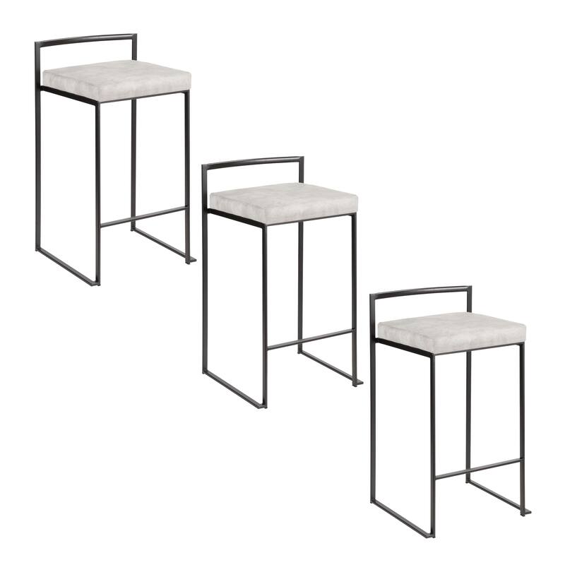 Porch & Den Forrest Black Stackable Fully Welded Counter Stool (Set of 3)