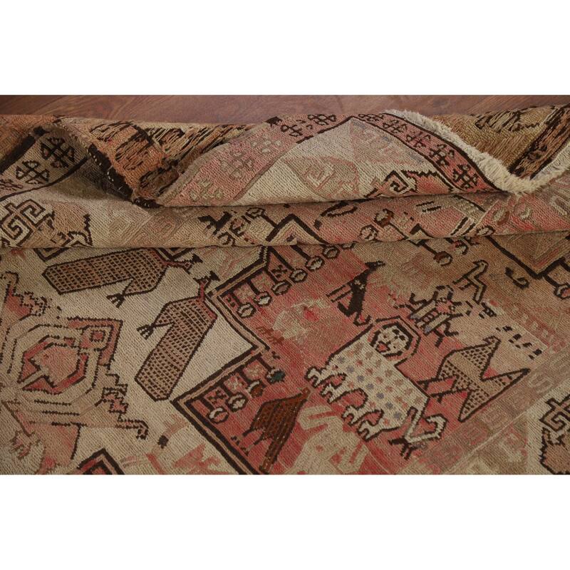 Hand Woven Oriental 100% Wool Carpet Traditional Tribal Pink Sumak Runner Rug - 10' 2'' X 3' 9''