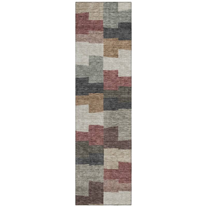 Machine Washable Indoor/ Outdoor Chantille Contemporary Blocks Rug