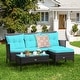 preview thumbnail 16 of 33, Costway 3PCS Patio Rattan Furniture Set 3-Seat Sofa Cushioned Table - See details Turqouise