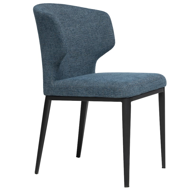 Cabo Mid-Century Modern Chenille Upholstered Wingback Dining Chair - Blue