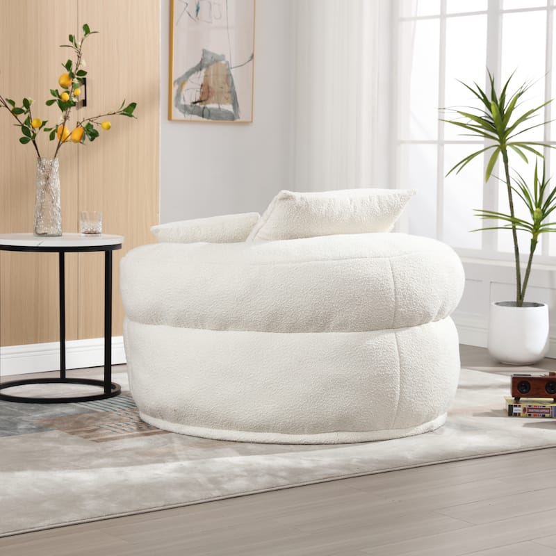 Chenille Sponge Single Sofa, Oversized Round Accent Chair Sleeper Couch Chaise Lounges for Living Room Bedroom Projection Room