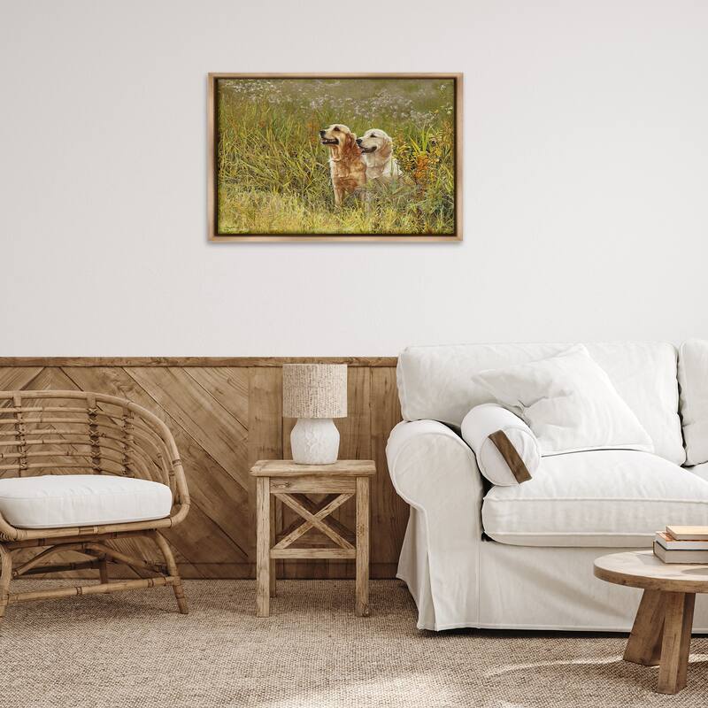 Stupell Happy Dogs Field Day Framed Floater Canvas Wall Art Design By Sueellen Ross