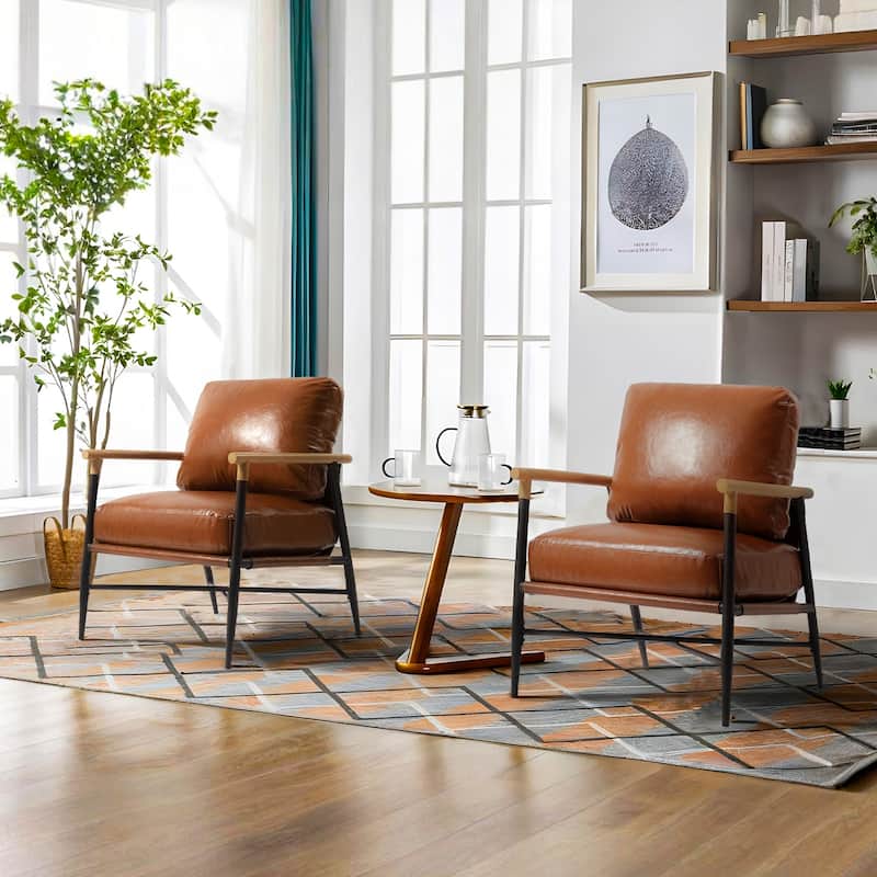 Industrial Upholstered Accent Chair Club Chair with Metal Frame