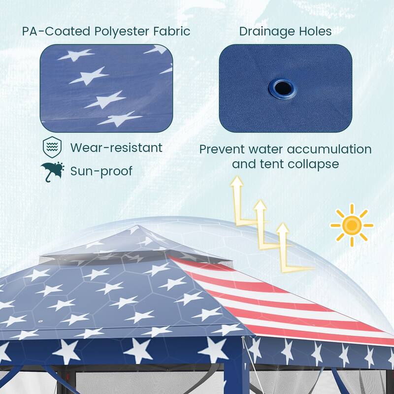 Gymax 11 ft x 11 ft Pop up Gazebo w/Mesh Netting Sidewalls Vented Top