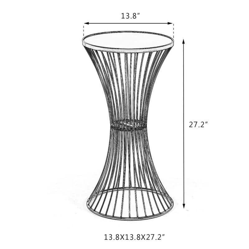 Adeco Metal End Table Drum Side Table Nightstand Accent Coffee Table