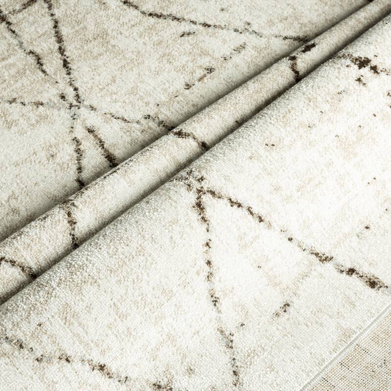 Everwash Treasure Alan Modern Geometric Machine Washable Area Rug, Beige/Brown