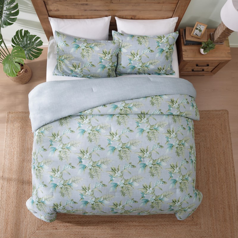 Tommy Bahama Floral Enchantment Cotton Blue Comforter Set
