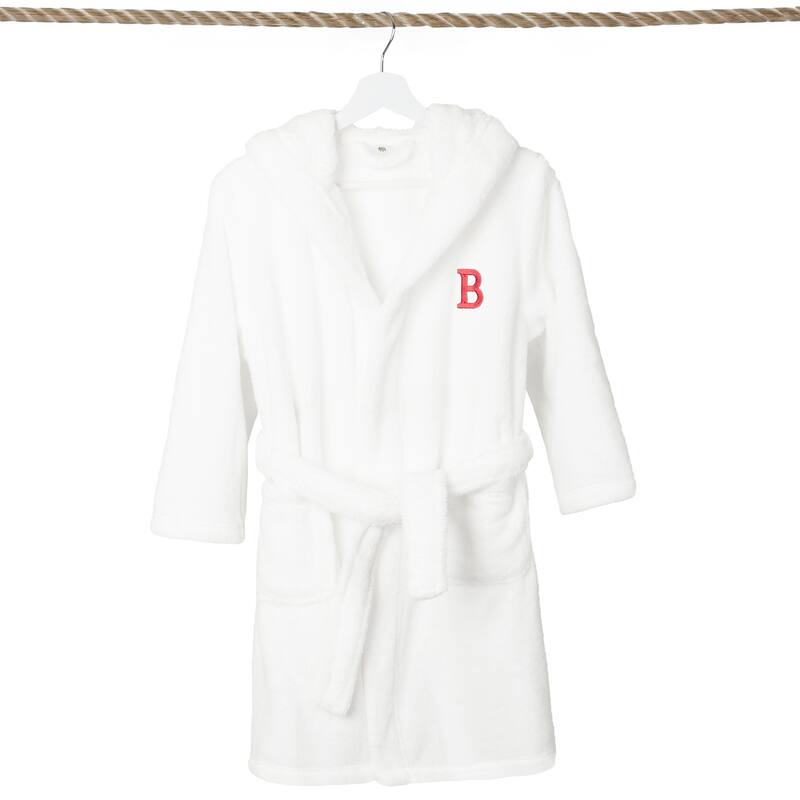 Sweet Kids 100% Polyester SUPER PLUSH Double Brushed Hooded Bathrobe with Pink Bookman Monogram