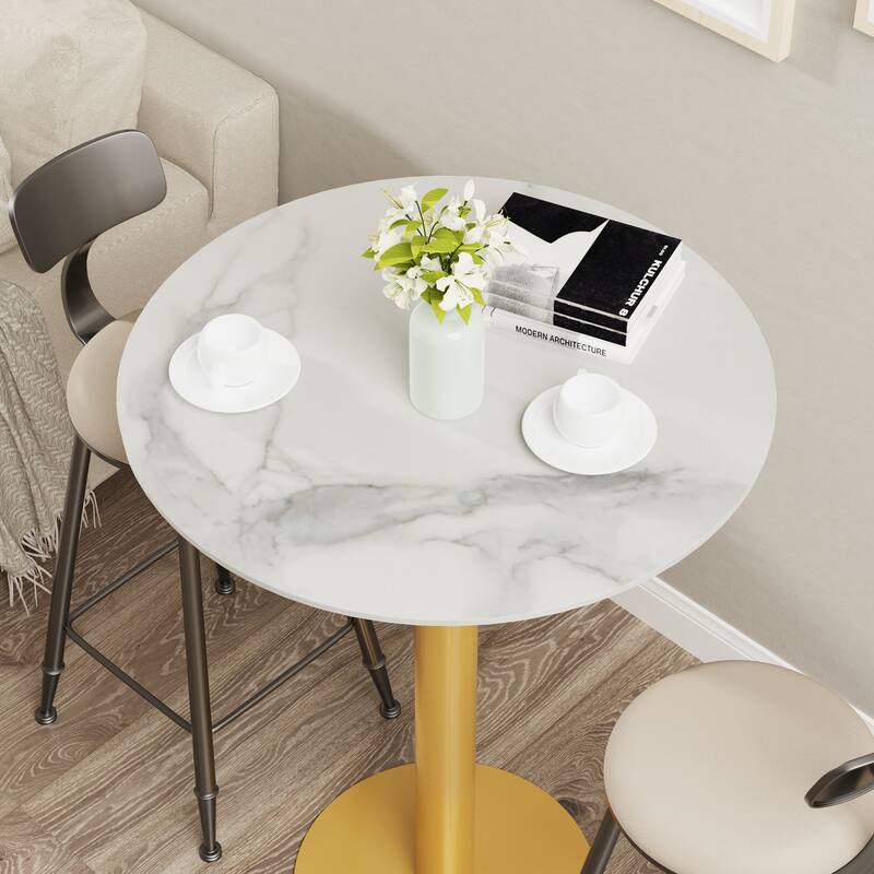 Round White Slate Top Heavy Duty Dining Bar Table
