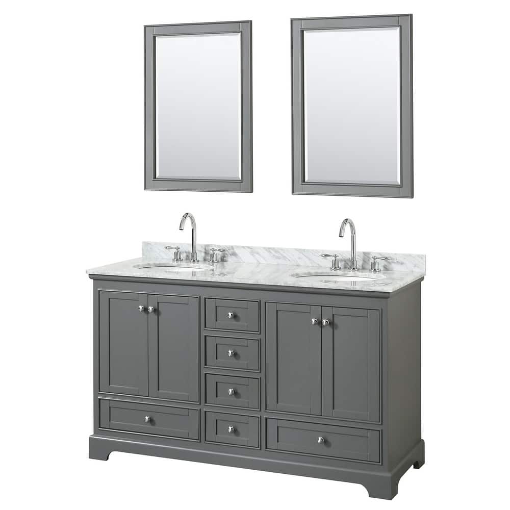 Wyndham Collection Deborah 60" Free Standing Double Vanity Set with