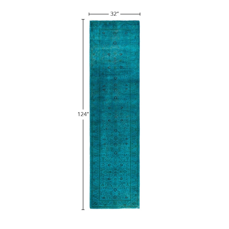 Contemporary Overdyed Wool Hand Knotted Runner - 2' 8" x 10' 4"