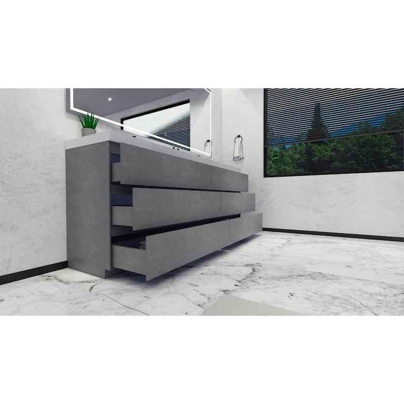 Angeles 84" freestanding bath vanity with dual basin reinforced acrylic top