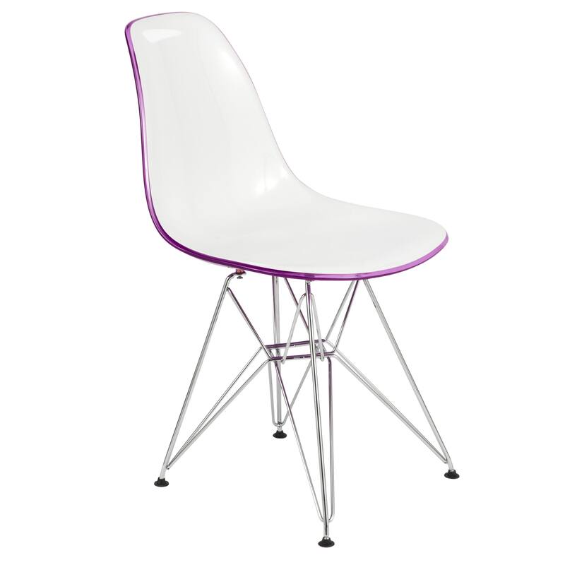 LeisureMod Cresco Molded 2-Tone Eiffel Side Chair - White Blue - 17"L x 18.4"W x 32"H