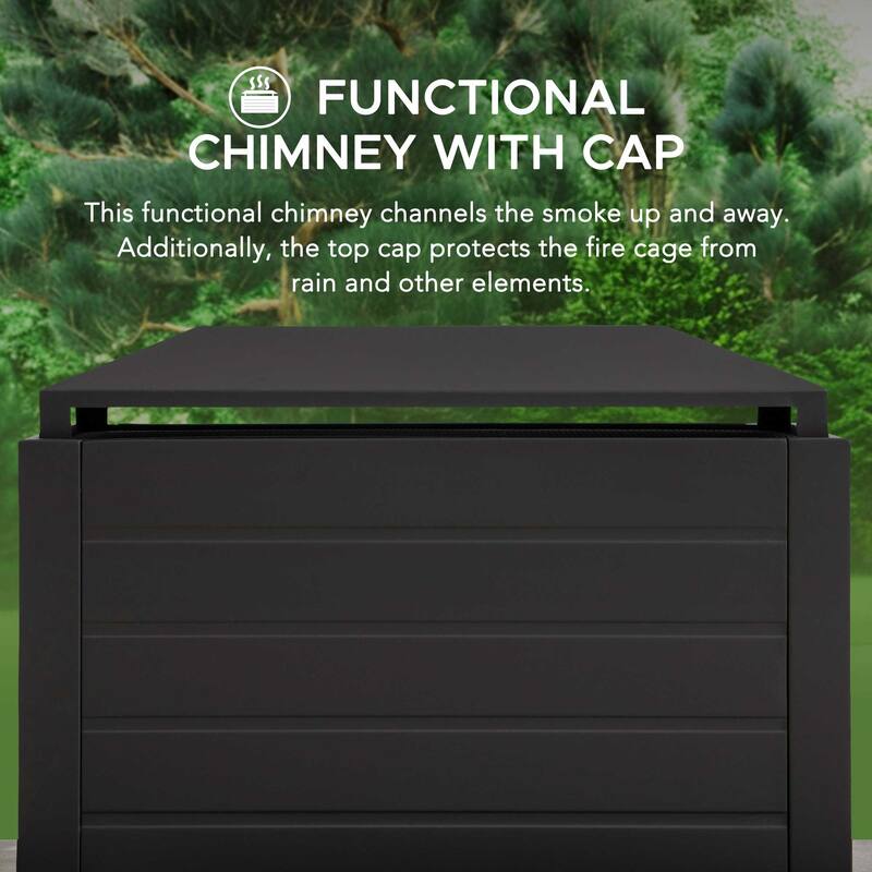 Sunjoy Outdoor Wood Burning with Chimney, Log Holders, Fireplace Tool, and PVC Cover