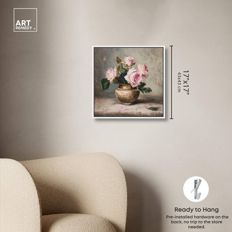 Pink Petals and Brass Canvas by Art Remedy