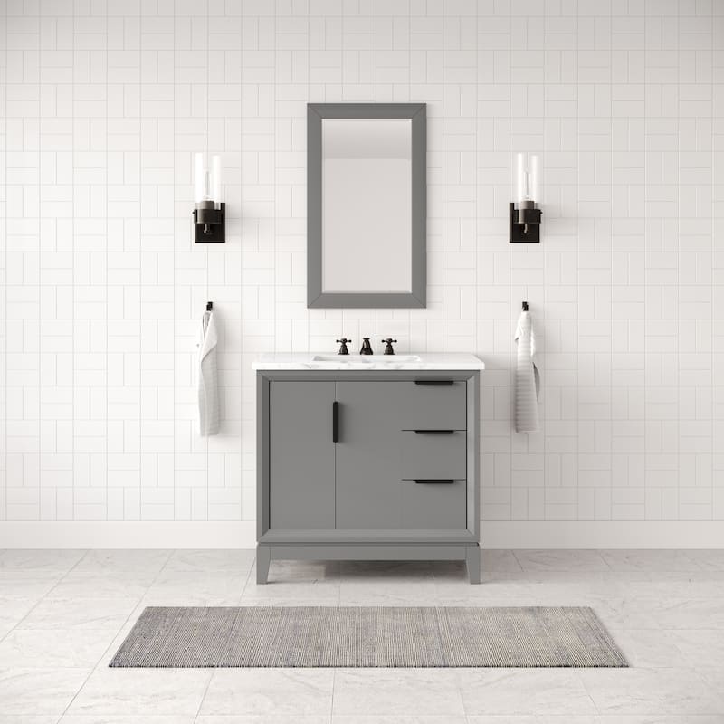 Elizabeth 36" Carrara White Marble Bathroom Vanity With Faucet