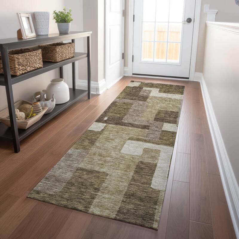 Premium Washable Super Soft Modern Geo Mayfield Rug - Brown - 2' 3" x 7' 6" - Runner