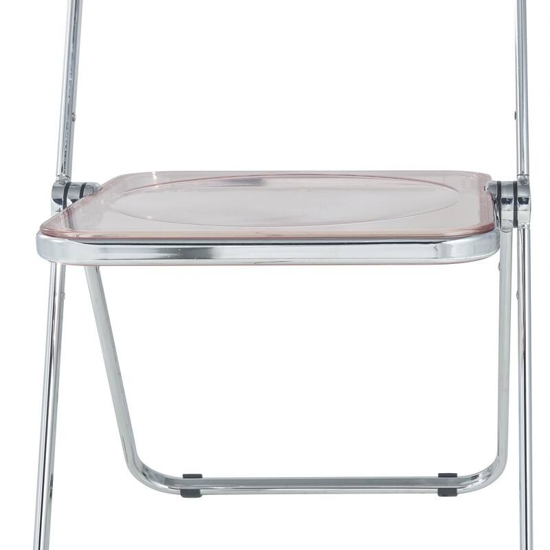 Lawrence Modern Foldable Acrylic Folding Chair with Accent Chrome Frame and Transparent Design for Home Living or Dining Room