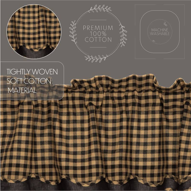 Primitive Kitchen Curtains VHC Check Valance Rod Pocket Cotton